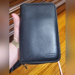 Coach Vintage Zip Around Notebook Wallet Black Leather Wallet Mens